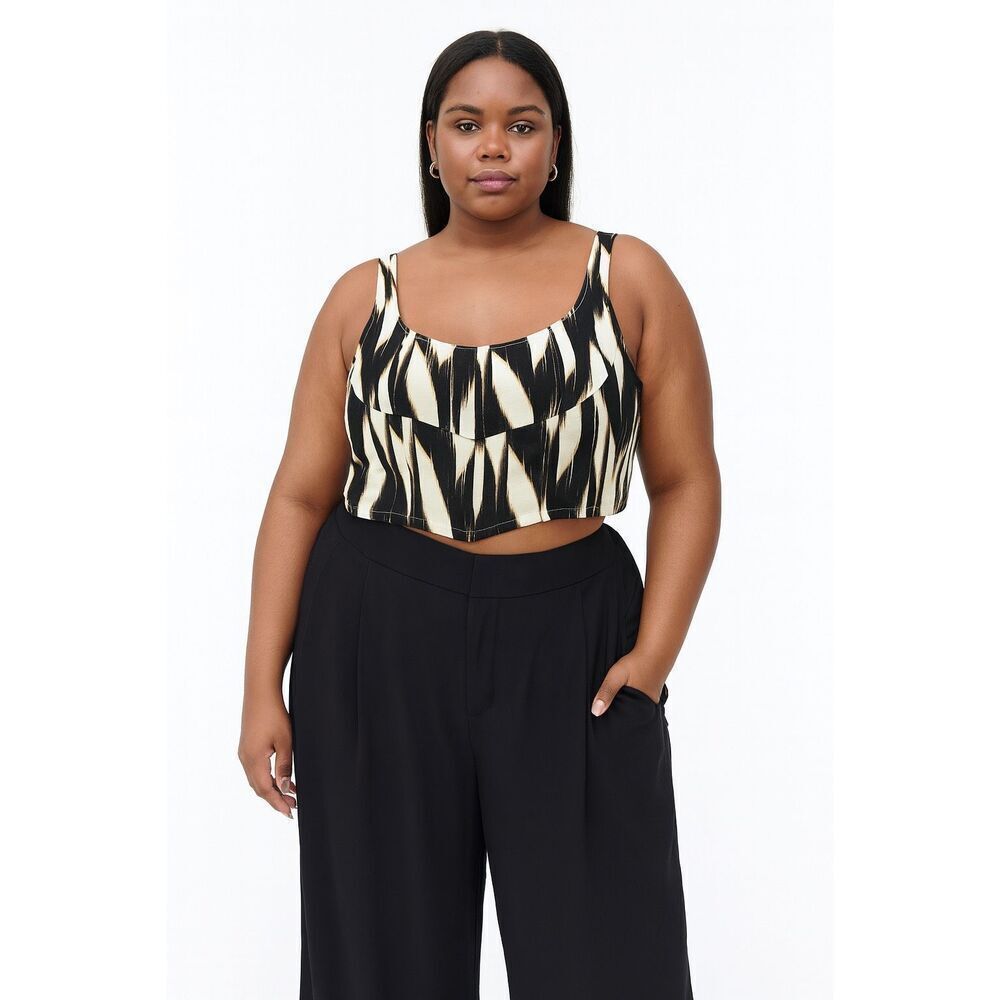 Banana republic printed linen blend crop top Size 14 NEW #741